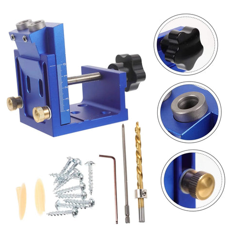 Pocket Hole Jig Kit For Precise Drilling And Easy Furniture Assembly Durable Aluminum Alloy Construction With Quick Clamp