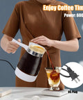 Person pouring coffee from 600 Ml Electric Turkish Coffee Maker For Home Use With Removable Anti Scald Handle, 600W Fast Brew Coffee Pot In Glass And Stainless Steel into a glass