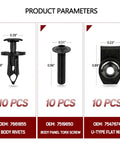 Polaris Ranger RZR Body Panel Screw Kit Replacement With M6 Torx Screws U Type Flat Nuts Plastic Rivets dimensions
