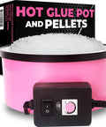 Electric Hot Glue Pot With Adjustable Temp Melts Pellets And Sticks In One Smooth Pass In This Lightweight Craft Skillet with white pellets.