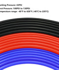 Coiled silicone vacuum tubing hoses in black, red, and blue; 1/8 in ID, high-temperature tubing
