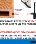 Diagram showing 0.24 inch slot requirement for Hidden Deck Fastener Clips Bundle for Grooved Composite Decking with 500 Clips.