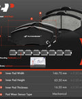 Beefed Up Front Vented Disc Brake Rotors And Ceramic Pads Kit showing ceramic pads and mounting hardware details