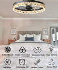 19.7 Inch Modern Low Profile Ceiling Fan With Lights, 6 Speed Remote in a bedroom setting