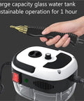 Heavy Duty 2500W Handheld Steam Cleaner For Kitchens And Floors with glass water tank and pressurized vapor nozzle.