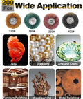 80Pcs 1In Rotary Tool Buffing And Polishing Wheel Set With 25mm Abrasive Wheels And 3mm Shank shown with applications