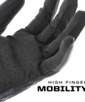 0.5mm AX-Suede Tactical Gloves with tight fit and precision feel for high dexterity in airsoft, paintball, DIY and work, Men's Large Black, close-up of palm and fingers showing high finger mobility.
