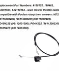 Top Shelf Replacement Throttle Cable For Poulan HD3X And Craftsman AYP Walk Behind Mowers; durable, flexible, easy installation