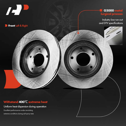 Front Vented Disc Brake Rotors Pair Compatible With Chrysler Dodge Jeep 2007 To 2017 Models showing dual rotors with G3000 coating.