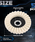 5 Pack Wool Felt Flap Polishing Discs For Angle Grinder Four Point Five Inch By Seven Eighth Inch Arbor High Density Wool Buffing Pads