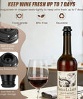 Wine Saver Vacuum Pump With 4 Reusable Stoppers Your Go To Bottle Preserver And Sealer Keeps Red And White Wine Fresh Up To 7 Days