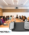 Black LED Exit Sign With Emergency Lights And Battery Backup 6 Pack Adjustable Two LED Heads in conference room