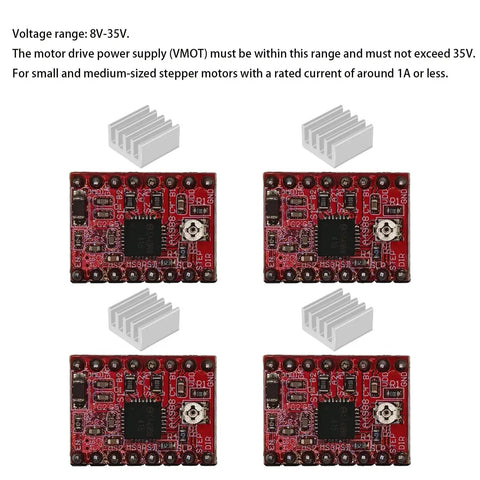Four Pack Stepper Motor Driver Modules With Heatsinks For 3D Printers Reprap Arduino CNC Engraving Machines Plug And Play Setup