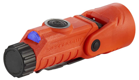 Firefighter LED Helmet Light With 180 Degree Articulating Head And Dual Beam Output, Right Angle Beam, 250 Lumens, Orange