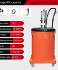 Heavy Duty Pneumatic Grease Pump Kit, 40L Capacity, 5 Gallon Drum Ready, featuring oil separator and flexible tubing.