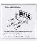 Diagram showing screw caps installation for Must Have Orange Aluminum Alloy License Plate Bolt Screw Nuts Kit For Cars And Motorcycles.