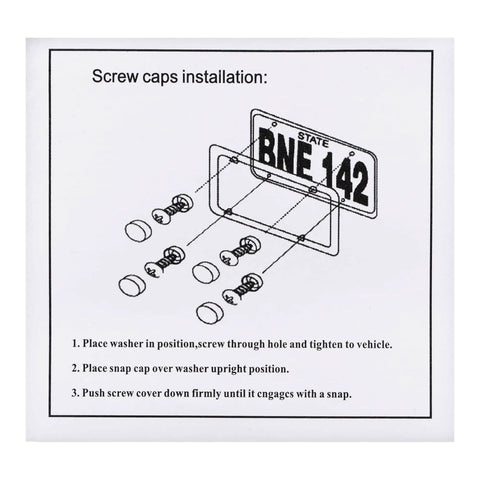 Diagram showing screw caps installation for Must Have Orange Aluminum Alloy License Plate Bolt Screw Nuts Kit For Cars And Motorcycles.