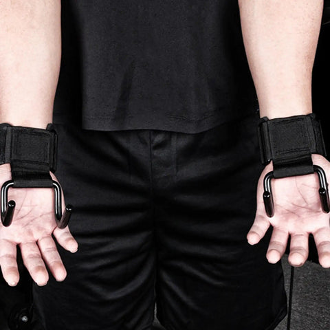 Non Slip Weight Lifting Hooks For Men And Women With Wrist Support shown on hands with cushioned comfort