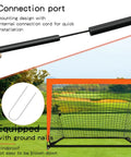 Front view of 2 Pack 4 Ft By 3 Ft Portable Kid Soccer Goals For Backyard Indoor And Outdoor Pop Up Play In Orange with support frames and spikes shown