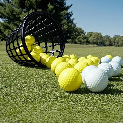 Golf Ball Basket With Handle Holds Up To 25 Balls Plastic Ball Container Black For Outdoor Practice And Easy Golf Training