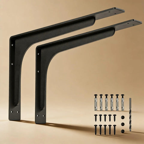 Heavy Duty L Shape Shelf Brackets Pack Of 2 Strong Metal Shelf Supports With 300lbs Max Load shown with screws