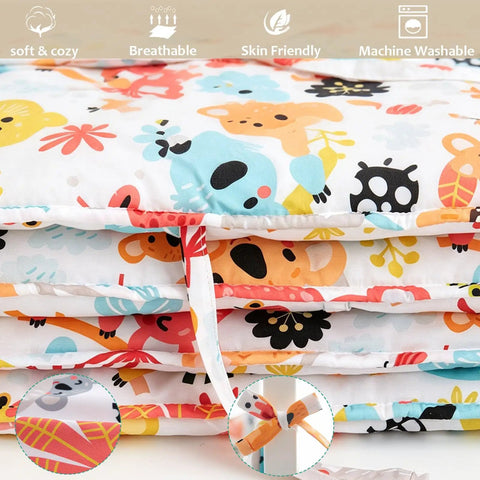 Built Tough Quilted Wall Padding Panels 4 Pack Thick Cushion Guards With Secure Tie Straps colorful floral design close-up.