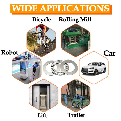 Wide applications of Heavy Duty ET Thrust Needle Roller Bearings With NTA1220 Plus 2TRA in bicycles, rolling mills, robots, cars, lifts, and trailers