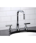 Manhattan Widespread Bathroom Faucet With Pop Up Drain In Polished Chrome, Solid Brass Construction, 8 to 16 Inches Installed