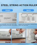Steel string action ruler from 72 Piece Guitar Tool Kit For Setup Intonation And Repair All In One Maintenance Kit For Bass Banjo And Ukulele.