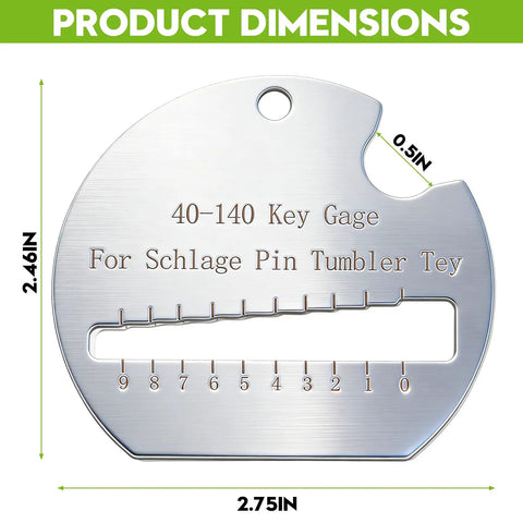 40-104 Key Needle Gauge For Home Lock Keys, stainless steel, semi-circular lock gauge with 2.46IN height and 2.75IN width