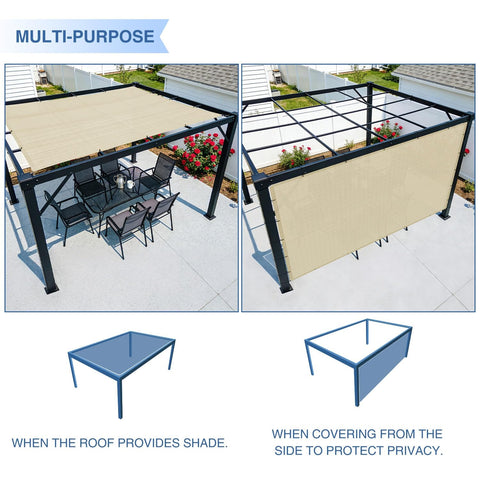 20x40 Sun Shade Sail Straight Edge Rectangle Canopy With D Ring Grommets UV Block over patio providing shade and privacy