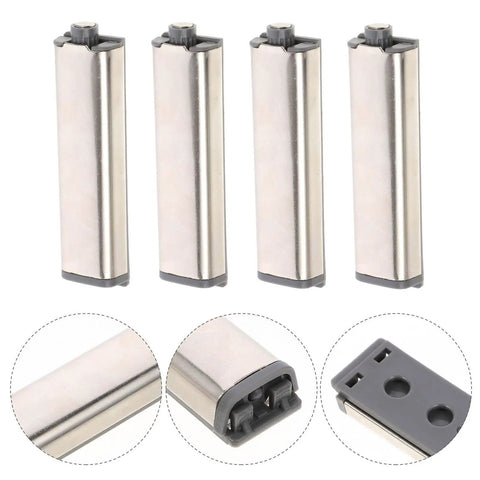 Hidden Cabinet Door Latch Four Pack Heavy Duty Push To Open Strong Touch Catch for cabinets and drawers, metal, close-up