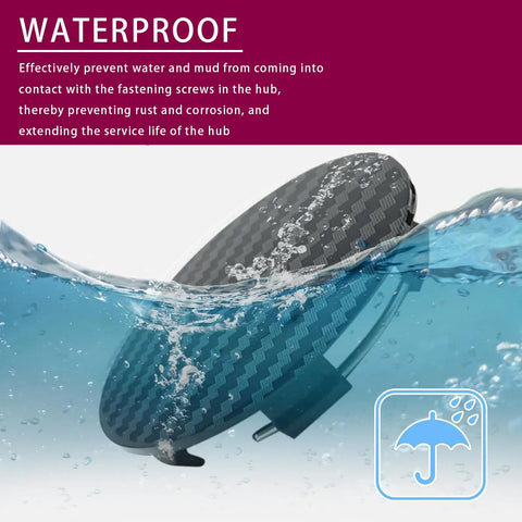 Liven Up Your Ride With These Snap In Wheel Center Caps Solid 4 Pack ABS Hub Covers submerged in water demonstrating waterproof design.