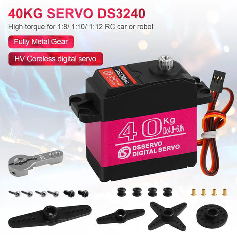 40kg High Torque RC Servo Digital Full Metal Gear Waterproof with 25T Servo Horn, accessories, suitable for RC cars and robots