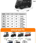 4 Passenger Heavy Duty Golf Cart Cover 420D Waterproof With Extended Roof, sizing chart and universal fit examples
