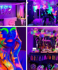 66 Foot Black Light Strips With Remote Control Dimmable Flexible Fluorescent Tape Lights 1200 LEDs for glow parties setup