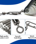 55 Piece High Strength Fishing Swivels Set With Barrel Swivels And Speed Clips Five Sizes From 28 Lb To 47 Lb For All Rigs Rugged Snap Swivels In A Handy Storage Case For Freshwater And Saltwater Angling, stainless steel snap swivel and speed clip set