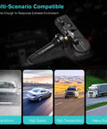 Pre Programmed TPMS Sensor For Chevy Aveo And Camaro No Programming Required Durable OE Quality Tire Pressure Monitoring System Plug And Play Install Long Lasting Sensors For Reliable Tire Readouts. shown with rain, speed, heat and heavy-road use
