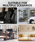 Hook And Loop Self-Adhesive Tape 1 Inch By 20 Feet Black 9448A, shown in car, garage, office, home settings.