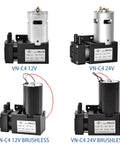 Image of Top Shelf Mini Vacuum Pump Crafted With A Dead Quiet Brushless Motor, showing models VN-C4 12V and 24V.