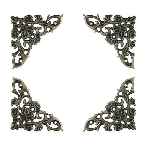 Rock Solid Antique Bronze Corner Protectors With 20 Pack Decorative Metal Edge Guards For Books Photo Frames Wooden Crates Straight Up Vintage Charm Real Deal Scratch Shield ornate corner guards with floral design