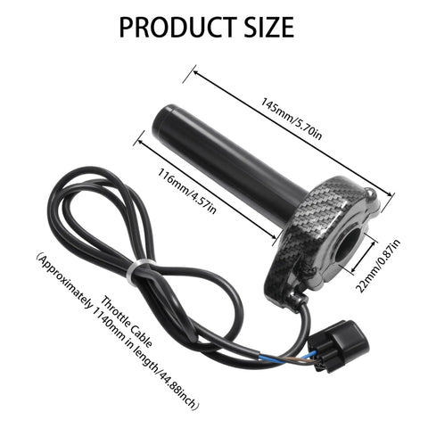 Quick Twist Throttle Grip Kit With Rolling Bearing and Harness for Electric Dirt Bikes, 145mm size, imitation carbon fiber handle.