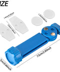 Blue hydraulic disc brake piston reset tool for mountain and road bikes, carbon steel spreader, dimensions shown