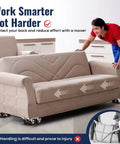 Man using Heavy Duty Furniture Moving Dolly With Reinforced Steel Panel 360 Degree Swivel And Top Brake With Wheels for sofa