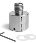 Hella Sturdy Wood Turning Lathe Adapter converts 1 1/4 Inch Female To 1 Inch Male Thread with two nylon washers and hex key.