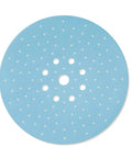 Granat P120 Grit Sanding Discs For Planex 8.875 Inch Diameter 225mm Anti Clogging Long Lasting Abrasive Discs 25 Pack Ready For Painted Surfaces And Finishes Pro Grade Workhorse Sanding Set close-up view of single blue disc.