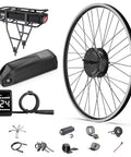 Front Hub Electric Bike Conversion Kit 48V 500W for 26 Inch and 700C Wheels with LCD Display and Battery Components