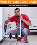Heavy Duty 15.75-Inch Furniture Jacks 2-Pack, Portable Steel Tool For Moving Couches And Appliances shown during installation.
