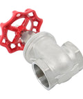 Heavy Duty Full Port Gate Valve In Stainless Steel One And A Half Inch NPT for oil water industrial plumbing and HVAC systems, side view