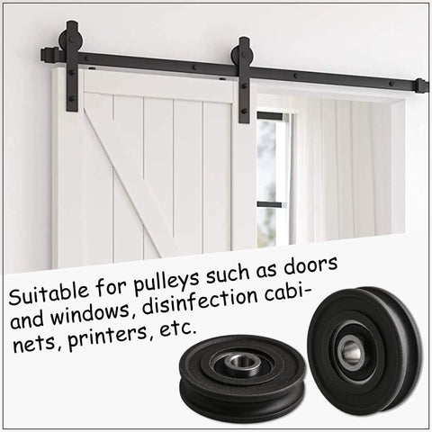 4 Pack U Type Pulley Wheel Dope Quality 0.31 By 1.77 By 0.45 Inches With 8 Mm Shaft Hole And Steel Bearings For Doors And Windows Replacement Kit Premium Fit For Sliding Doors And Windows, black U-type wheel